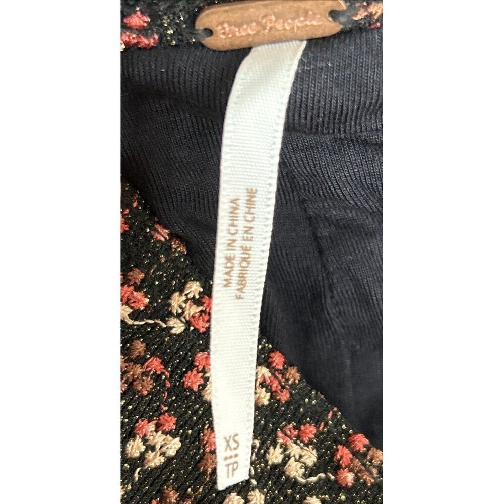 Free People Metallic Floral Embroidered Flare Pull On Pants XS Boho Festival - Picture 7 of 7